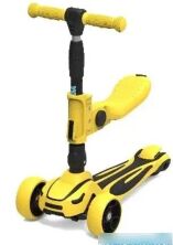 Дитячий триколісний самокат з сидінням Best Scooter ST-16801 MAXI складаний алюмінієвий кермо / жовтий