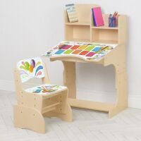 Дитяча регульована парта зі стільчиком растишка Bambi B 2071-105-2 Таблиця множення світло.венге**